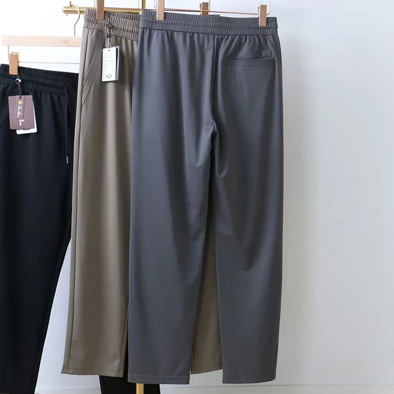 LP Embroidered Badge Solid Color Straight Drawstring Sports Jogging Casual Pants