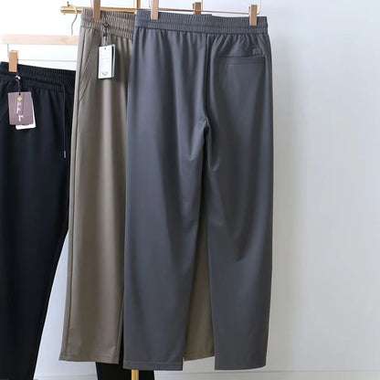 LP Embroidered Badge Solid Color Straight Drawstring Sports Jogging Casual Pants
