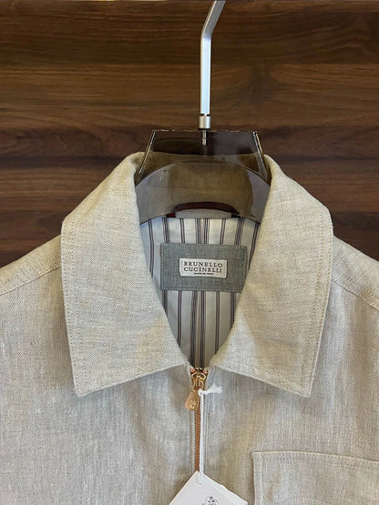 BC Italian lapel solid color linen old money style business casual jacket