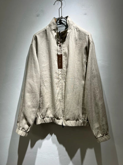 LP Italian linen fabric double-sided wear stand-up collar old money wind casual windproof jacket