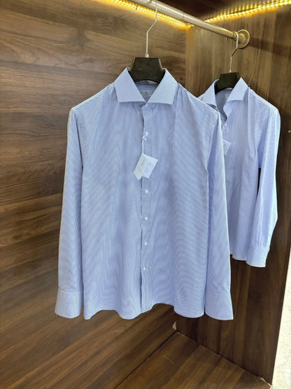 BC Italian Cotton Business Casual Elegant Long Sleeve Striped Shirt Shirt
