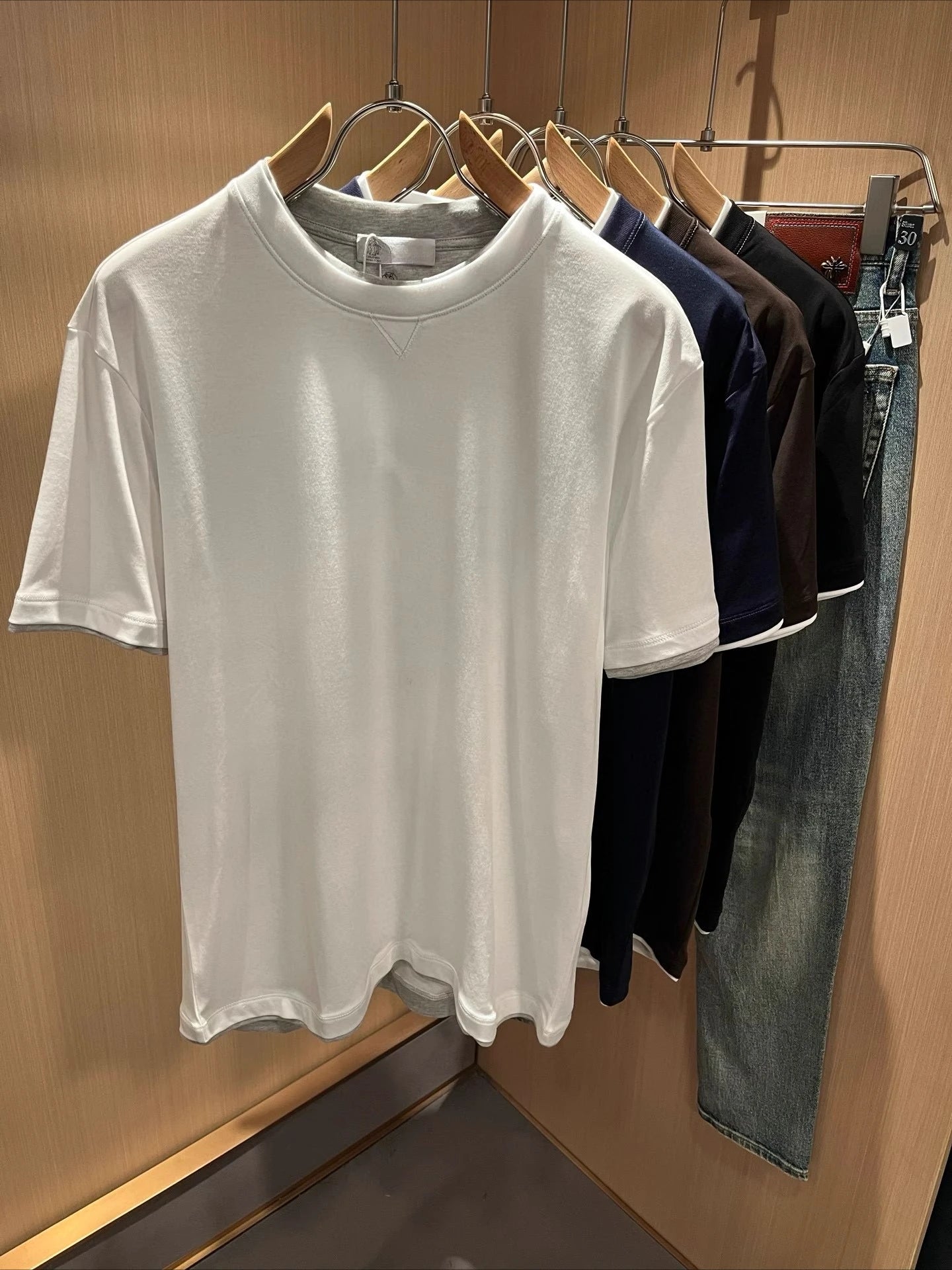 BC Italy 25ss long-staple cotton breathable fake two-piece casual old money wind short-sleeved T-shirt
