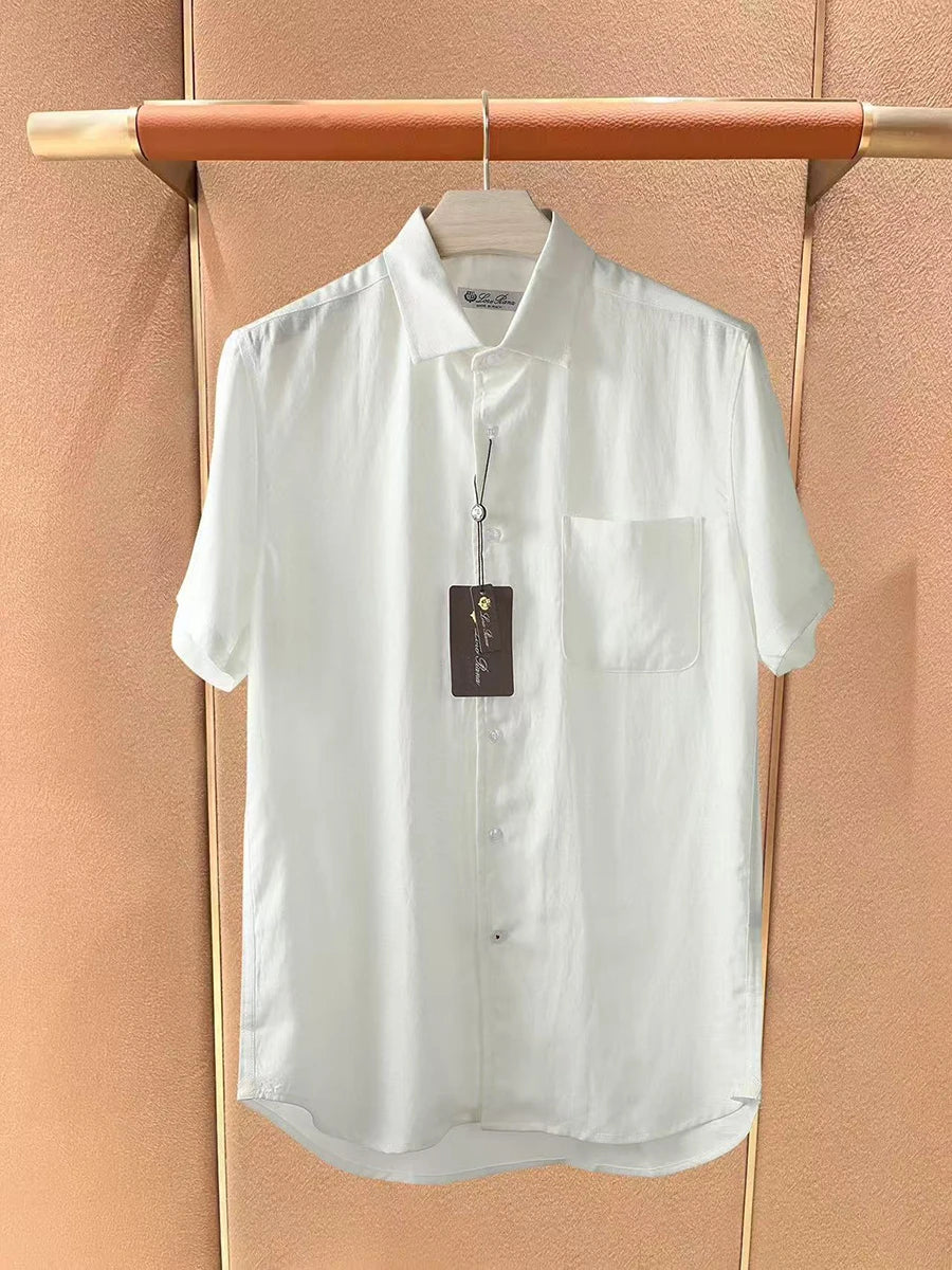 LP Italian Pocket Linen Casual Short Sleeve Breathable Shirt