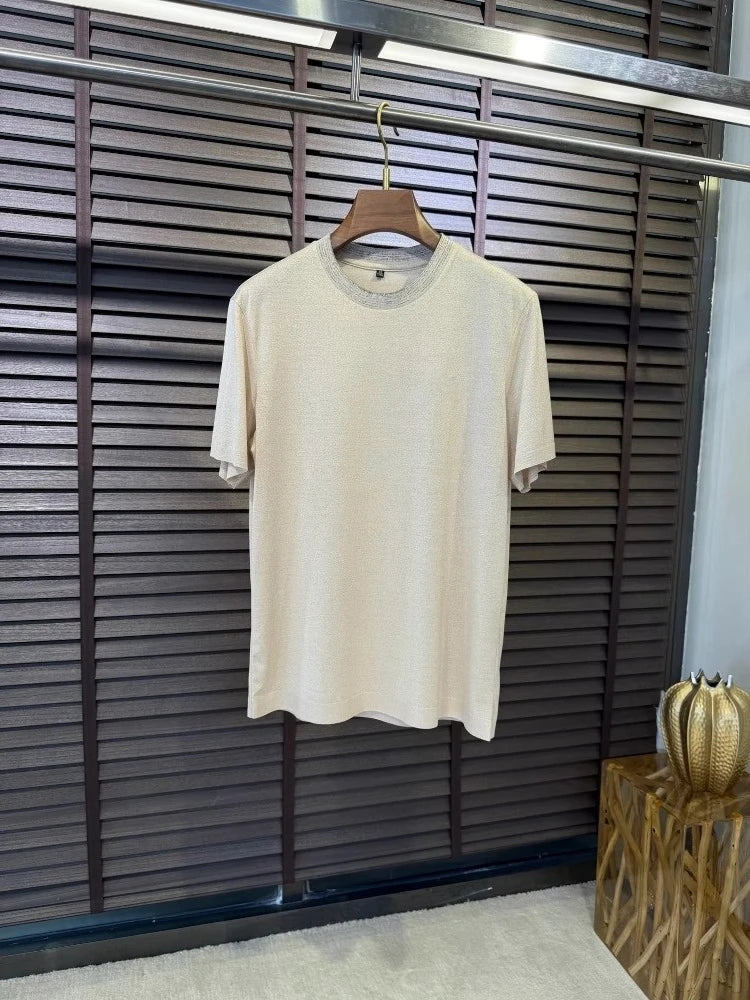 BC Summer Combed Cotton Breathable Contrast Color Crew Neck Casual Old Money Wind Short Sleeve T-Shirt