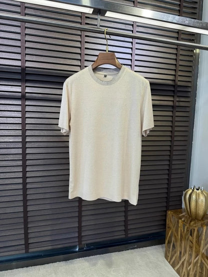 BC Summer Combed Cotton Breathable Contrast Color Crew Neck Casual Old Money Wind Short Sleeve T-Shirt