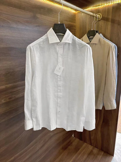 [Old Qian Feng Linen Shirt] BC Italian Style Summer Men's Breathable Business Casual Long Sleeve Shirt Jacket