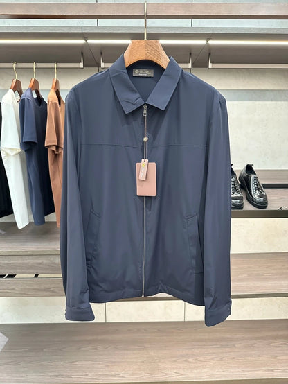 LP Italian business casual lapel old money style simple zipper sunscreen jacket