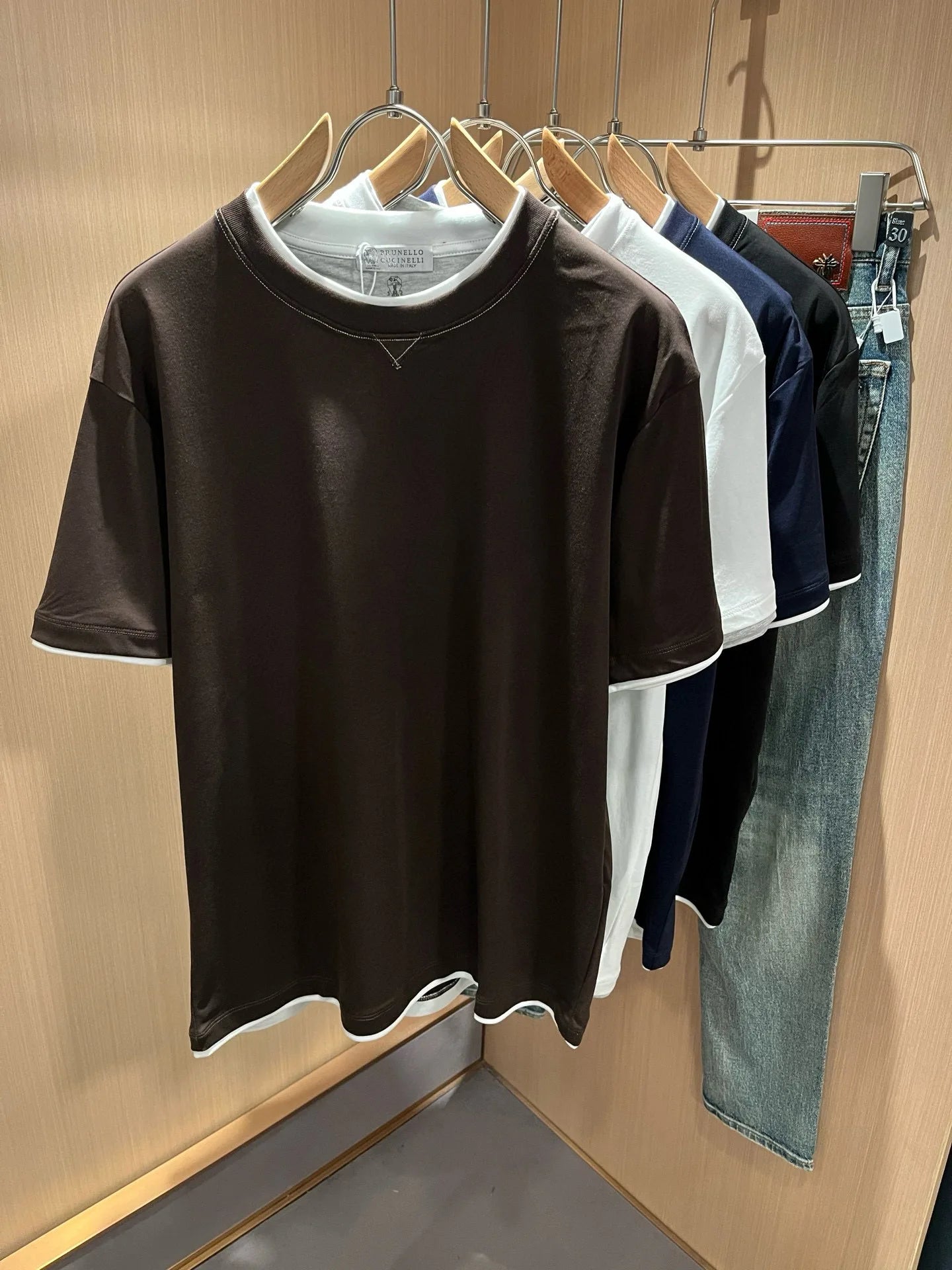 BC Italy 25ss long-staple cotton breathable fake two-piece casual old money wind short-sleeved T-shirt
