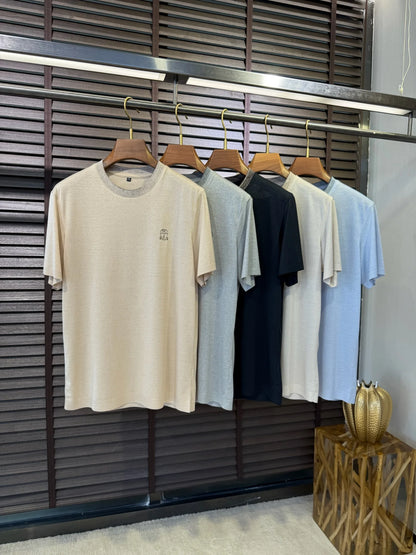 BC Summer Combed Cotton Breathable Contrast Color Crew Neck Casual Old Money Wind Short Sleeve T-Shirt