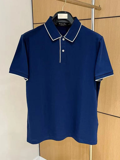 LP Italian solid color business casual lapel short-sleeved breathable POLO shirt