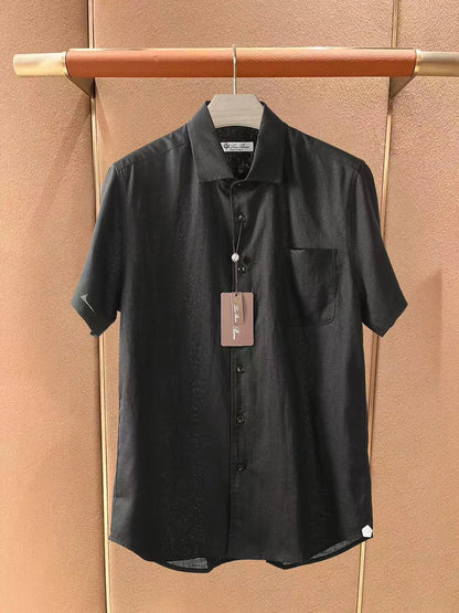 LP Italian Pocket Linen Casual Short Sleeve Breathable Shirt