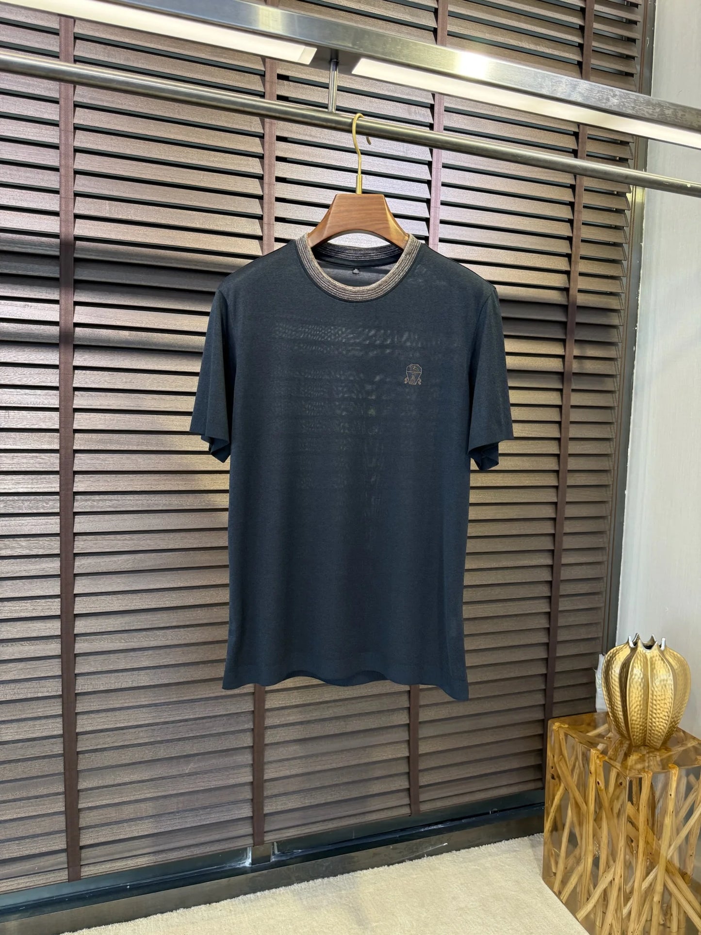 BC Summer Combed Cotton Breathable Contrast Color Crew Neck Casual Old Money Wind Short Sleeve T-Shirt