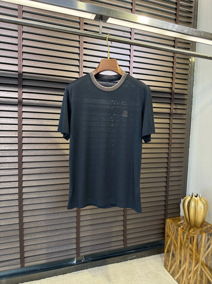 BC Summer Combed Cotton Breathable Contrast Color Crew Neck Casual Old Money Wind Short Sleeve T-Shirt