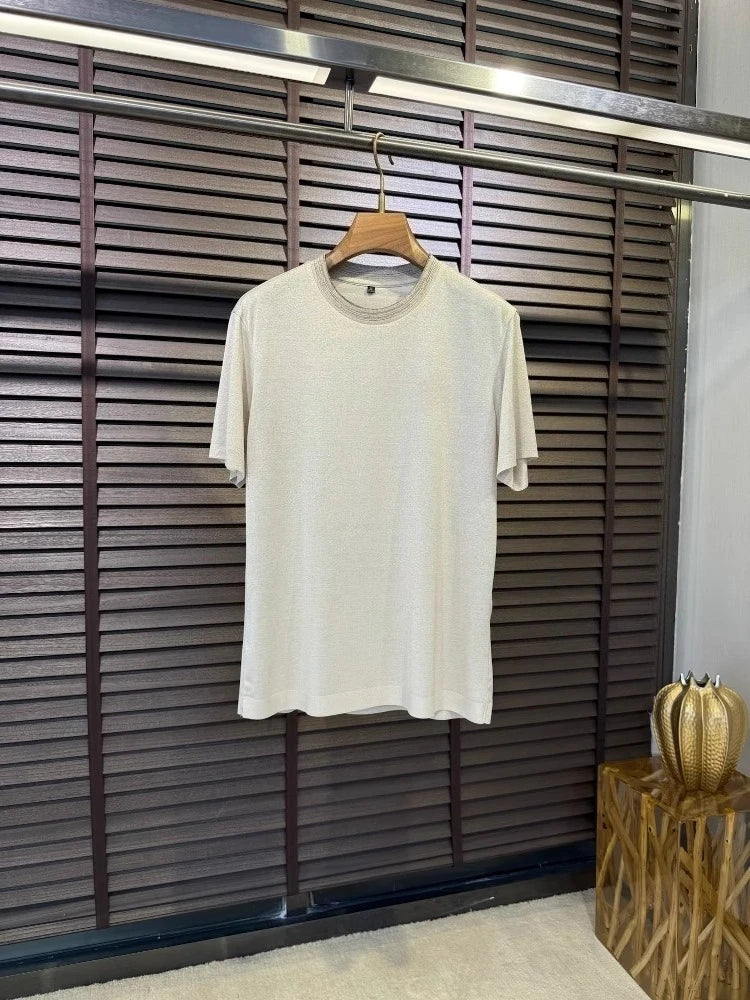 BC Summer Combed Cotton Breathable Contrast Color Crew Neck Casual Old Money Wind Short Sleeve T-Shirt
