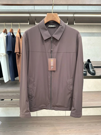 LP Italian business casual lapel old money style simple zipper sunscreen jacket