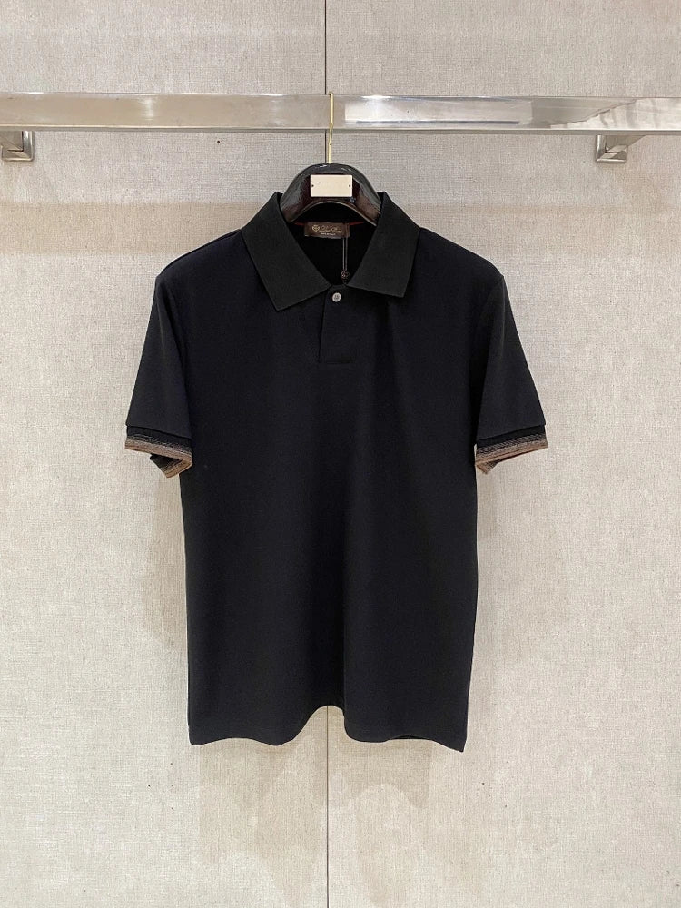 Italian LP old money style high-end business solid color casual cotton short-sleeved Polo shirt men's
