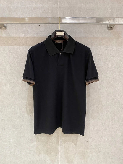 Italian LP old money style high-end business solid color casual cotton short-sleeved Polo shirt men's
