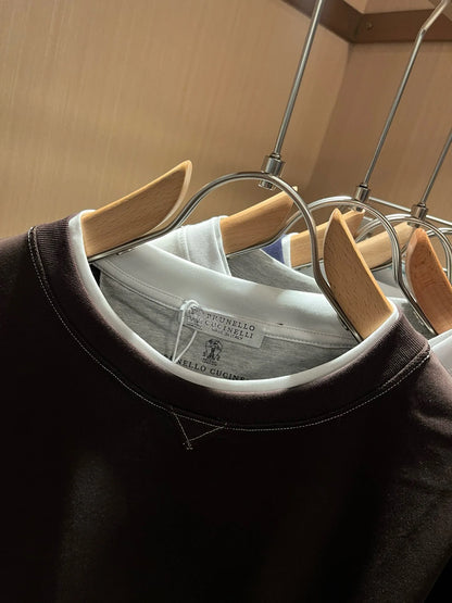 BC Italy 25ss long-staple cotton breathable fake two-piece casual old money wind short-sleeved T-shirt
