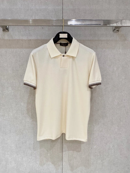 Italian LP old money style high-end business solid color casual cotton short-sleeved Polo shirt men's
