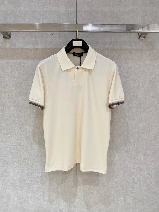 Italian LP old money style high-end business solid color casual cotton short-sleeved Polo shirt men's