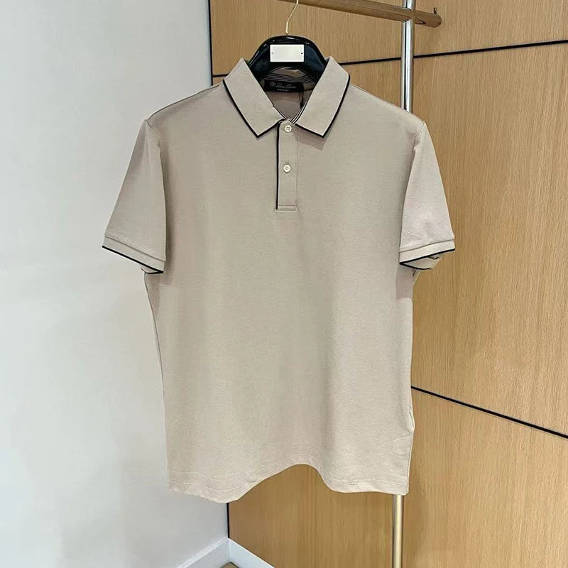 LP Italian solid color business casual lapel short-sleeved breathable POLO shirt