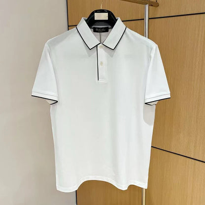 LP Italian solid color business casual lapel short-sleeved breathable POLO shirt