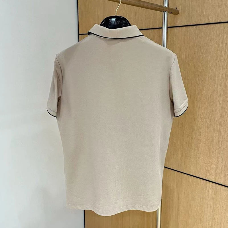 LP Italian solid color business casual lapel short-sleeved breathable POLO shirt
