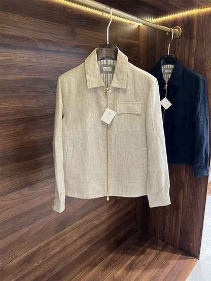 BC Italian lapel solid color linen old money style business casual jacket