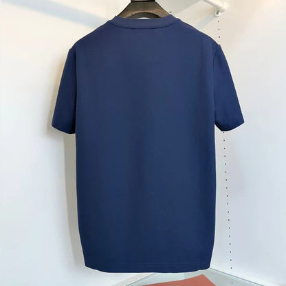 LP Italian solid color pocket embroidery old money wind round neck short sleeve casual T-shirt