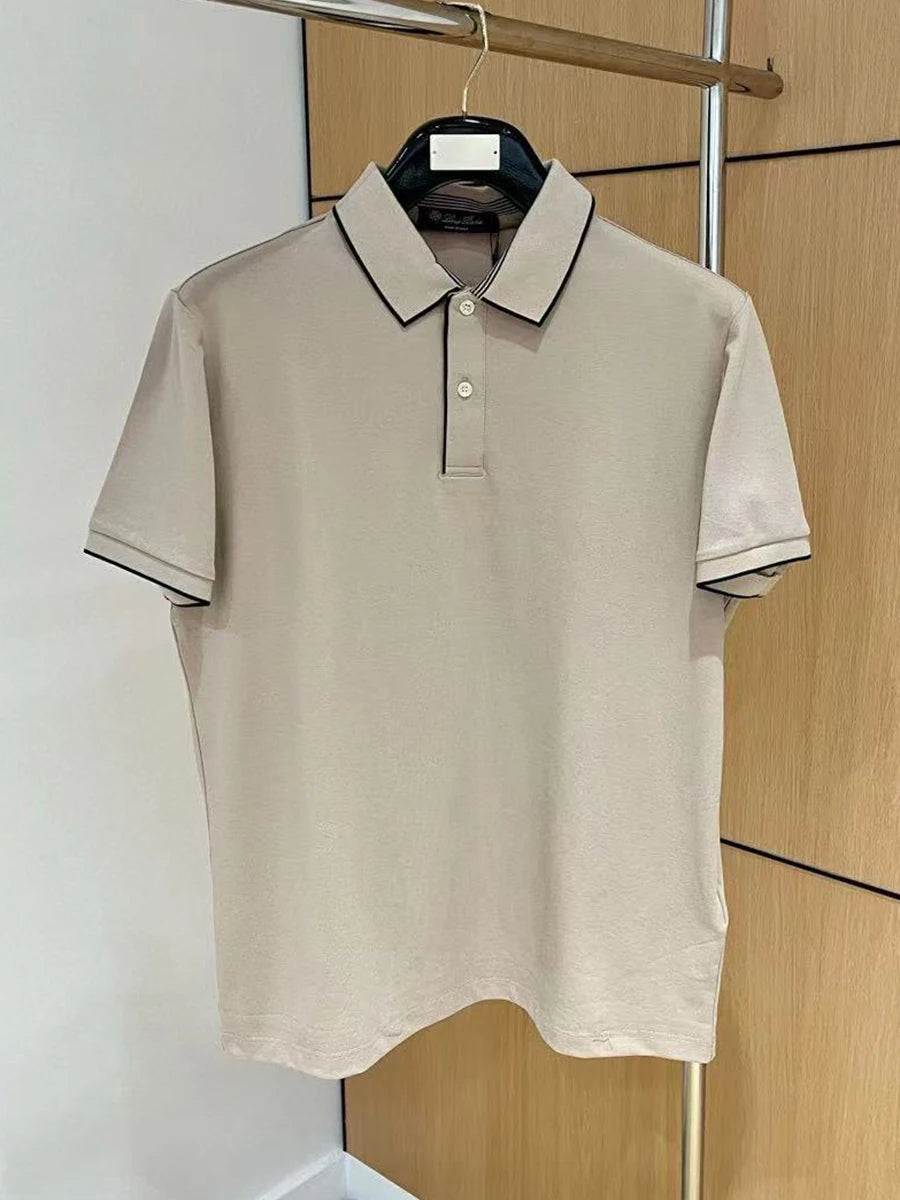 LP Italian solid color business casual lapel short-sleeved breathable POLO shirt