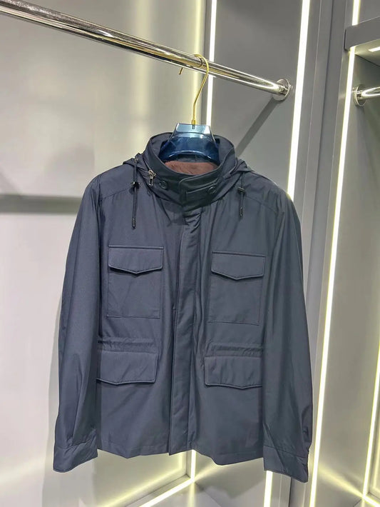 LP Italian multi-pocket windproof traveler stand-up collar commuter jacket