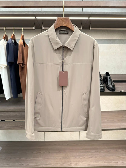 LP Italian business casual lapel old money style simple zipper sunscreen jacket