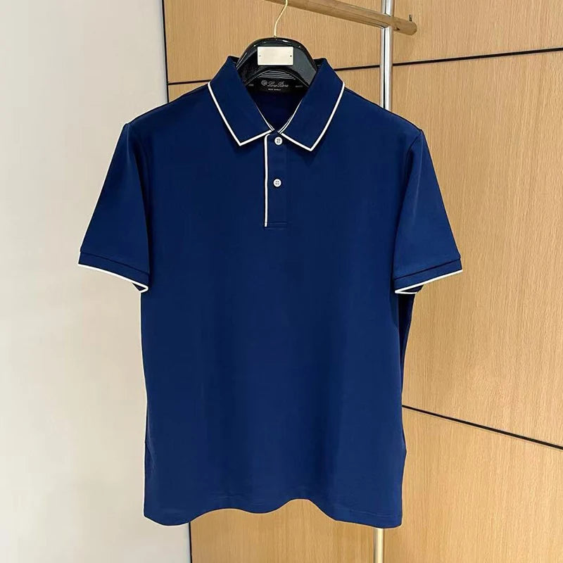 LP Italian solid color business casual lapel short-sleeved breathable POLO shirt