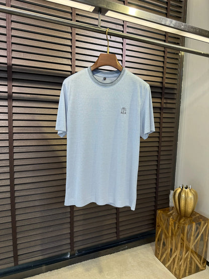 BC Summer Combed Cotton Breathable Contrast Color Crew Neck Casual Old Money Wind Short Sleeve T-Shirt