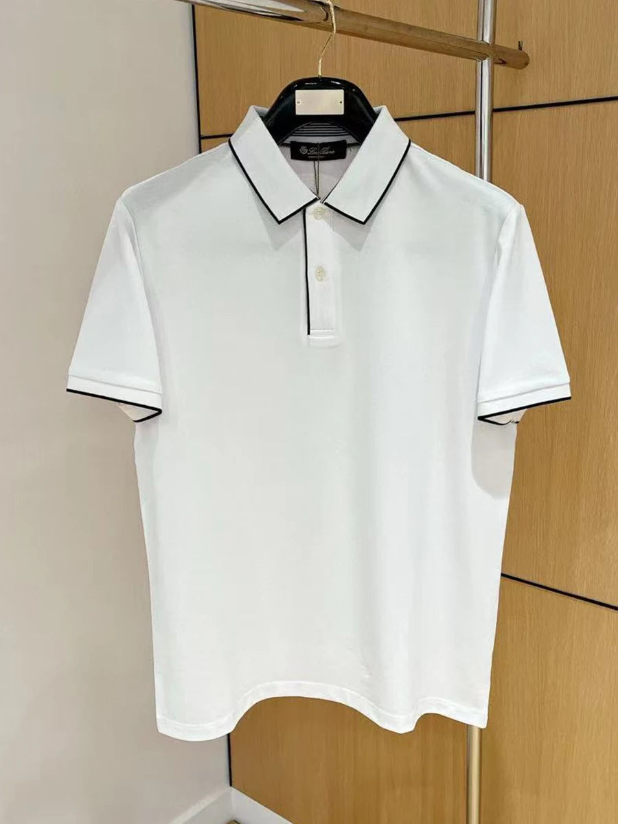 LP Italian solid color business casual lapel short-sleeved breathable POLO shirt