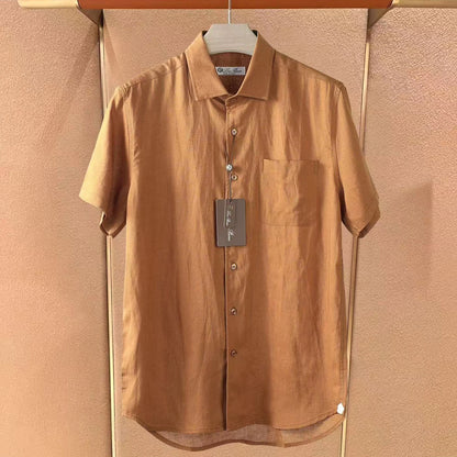 LP Italian Pocket Linen Casual Short Sleeve Breathable Shirt