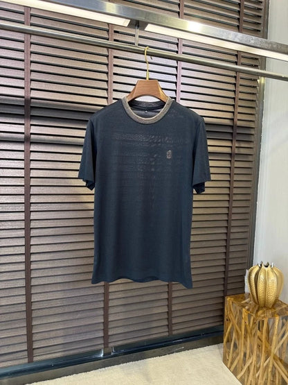 BC Summer Combed Cotton Breathable Contrast Color Crew Neck Casual Old Money Wind Short Sleeve T-Shirt