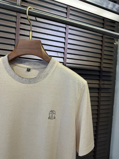 BC Summer Combed Cotton Breathable Contrast Color Crew Neck Casual Old Money Wind Short Sleeve T-Shirt