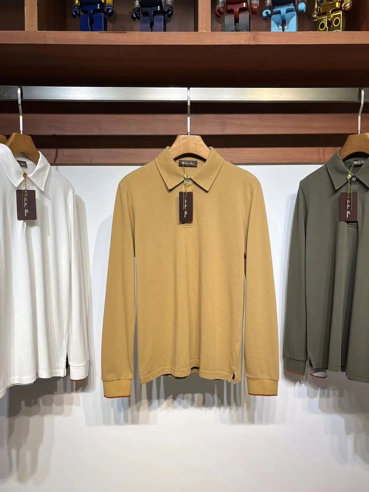 LP Casual Pearl Cotton Lapel Long Sleeve Men's POLO Shirt